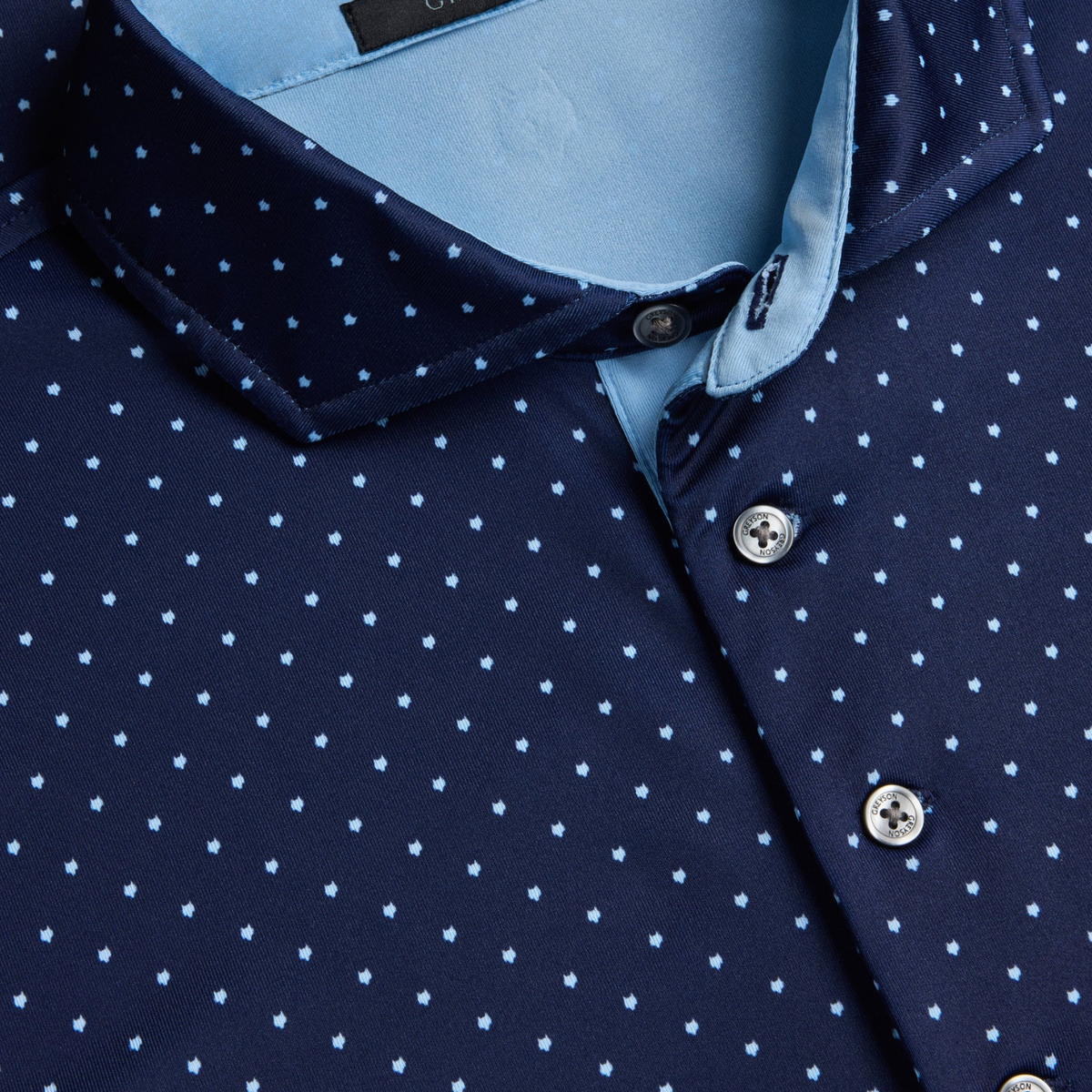 Greyson 2027 Ryder Cup Icon Polo in Maltese Blue - Pattern Close Up