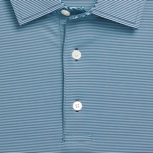 FootJoy 2027 Ryder Cup Microfeeder Stripe Polo in Navy and Light Blue - Pattern Close Up