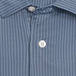FootJoy 2027 Ryder Cup Tee Time Print Polo in Navy and Light Blue - Close Up
