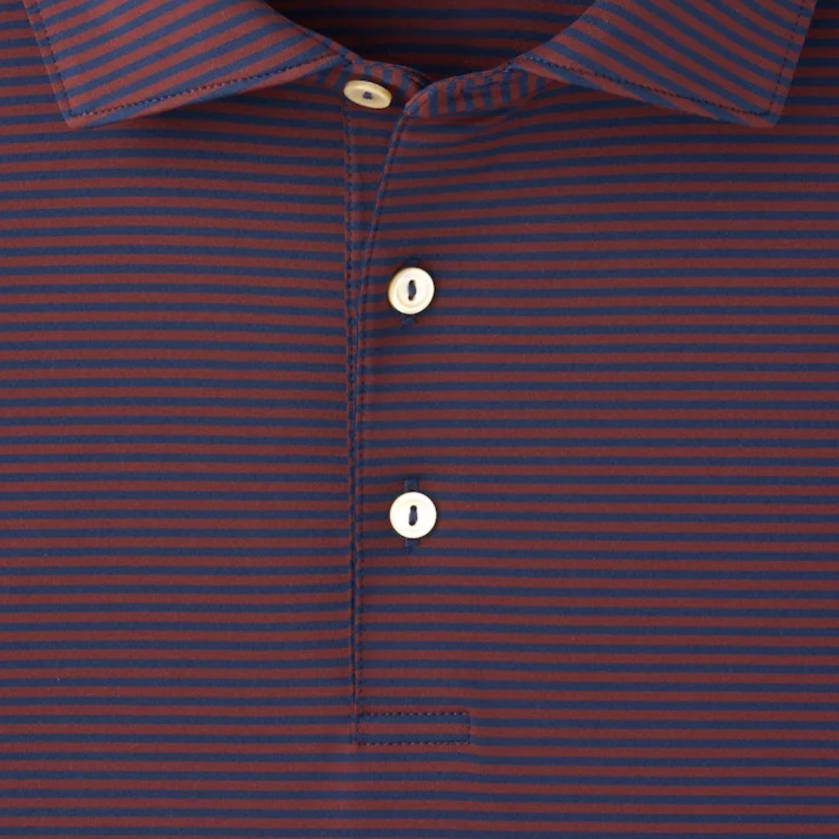 Peter Millar 2027 Ryder Cup Hales Performance Jersey Polo in Navy and Bordeaux - Pattern Close Up