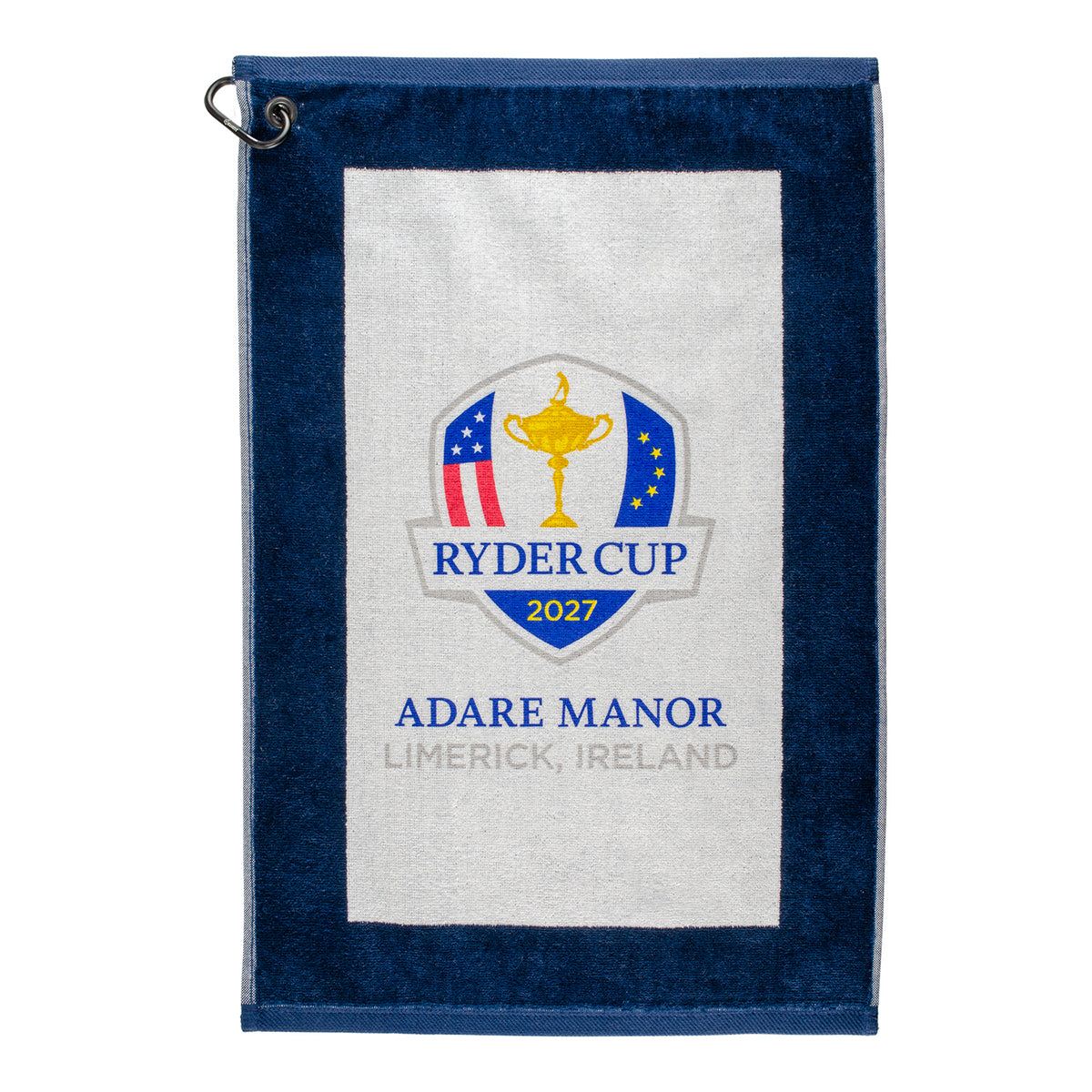 Dynamic 2027 Ryder Cup Hi-Def Edge Towel in Navy - Front View