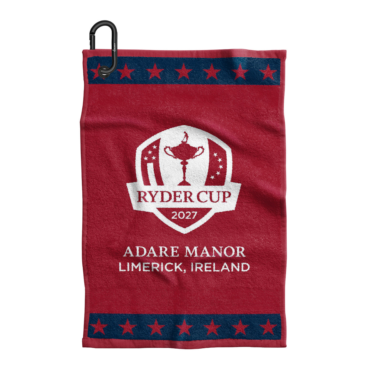 Dynamic 2027 Ryder Cup Woven Stars Towel in Red and Navy - Front