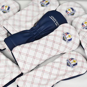 PRG Golf 2027 Ryder Cup Double Quilt Stitch Driver Cover in White and Navy - Front and Back Angled