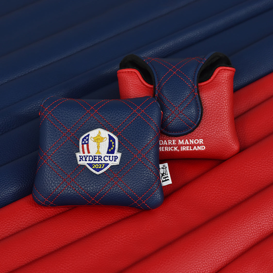 PRG Golf 2027 Ryder Cup Double Quilt Stitch Mallet Cover in Red and Navy - Front and Back