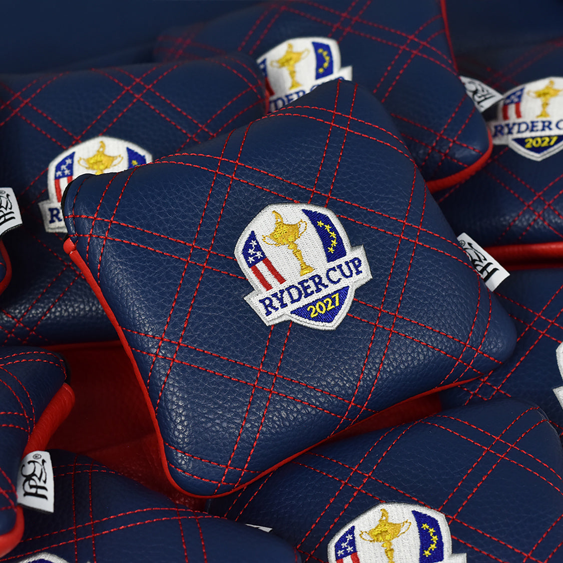 PRG Golf 2027 Ryder Cup Double Quilt Stitch Mallet Cover in Red and Navy - Back Detail