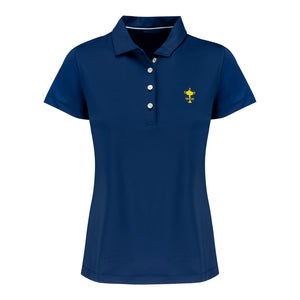 Peter Millar 1927 Trophy Women's Solid Short Sleeve Polo in Navy - Front View