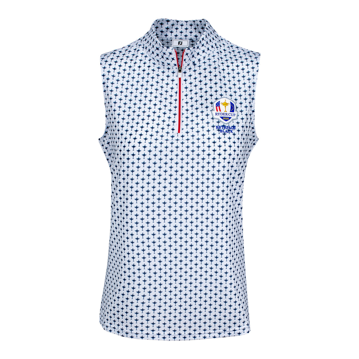 FootJoy 2025 Ryder Cup Women's Sleeveless Polo in White and Navy - Front View
