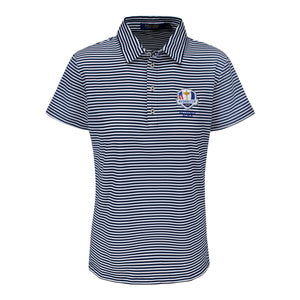 Ralph Lauren 2025 Ryder Cup Ladies Striped Polo in White and Navy - Front View