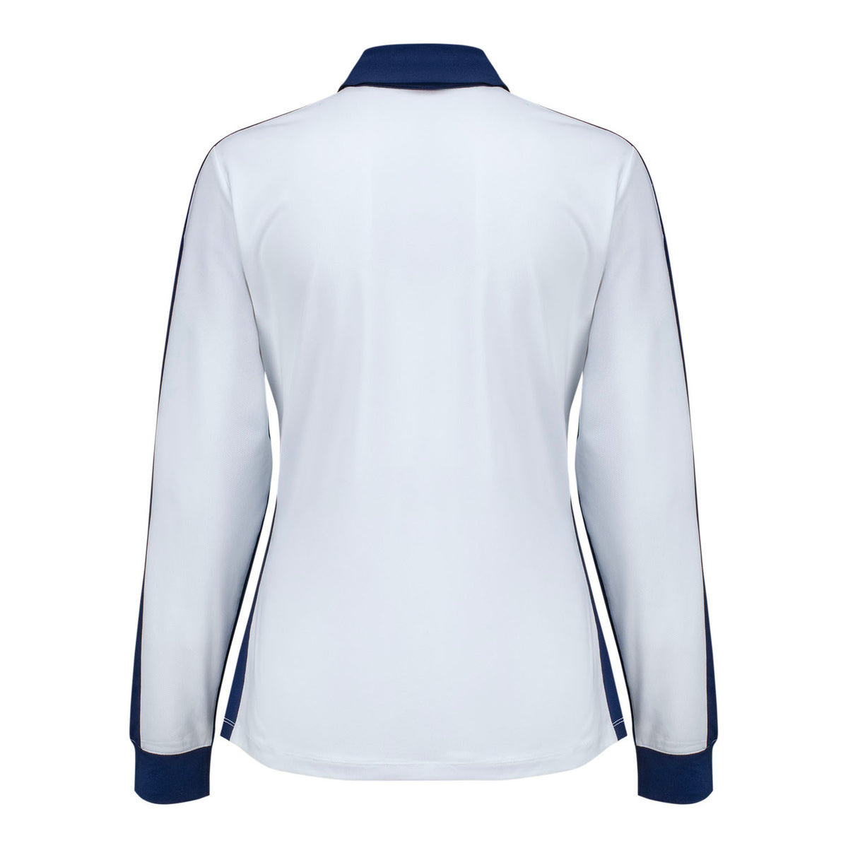 Dunning 2025 Ryder Cup Ladies Moira Long Sleeve Ventilated Polo in White and Navy - Back View