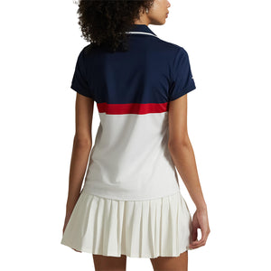 Ralph Lauren 2025 Ryder Cup Women's Quarter Zip Polo Shirt in Refined Navy and Ceramic White - Modeled Back View