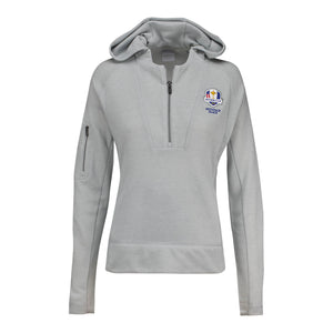 Dunning 2025 Ryder Cup Ladies Penrose 2.0 Hoodie Quarter Zip in Heather Grey - Front View