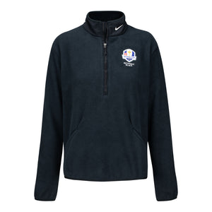 Nike 2025 Ryder Cup Women's Therma-Fit Victory Fleece Quarter Zip in Black - Front View