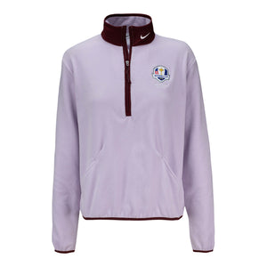 Nike 2025 Ryder Cup Women's Victory Therma-Fit Fleece Quarter Zip in Doll and Dark Team Red - Front View
