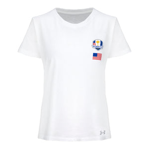 Under Armour 2025 Ryder Cup Women's Performance Cotton Americana T-Shirt in White - Front View