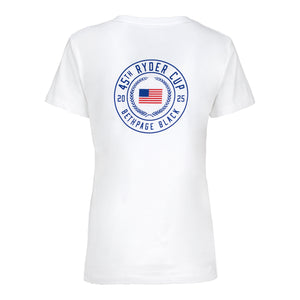 Under Armour 2025 Ryder Cup Women's Performance Cotton Americana T-Shirt in White - Back View