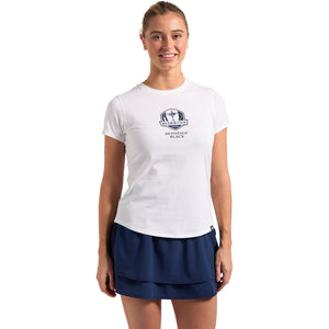 FootJoy 2025 Ryder Cup Women's Script T-Shirt in White - Modeled Front View