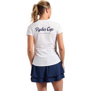 FootJoy 2025 Ryder Cup Women's Script T-Shirt in White - Modeled Back View