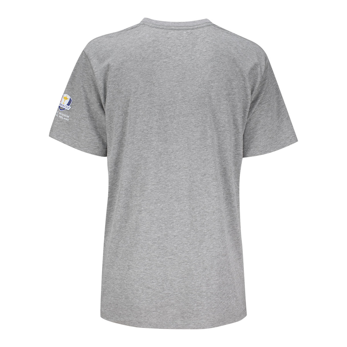 Ahead 2027 Ryder Cup Ladies Flags and Trophy T-Shirt in Heather Grey - Back View
