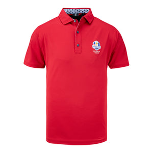 FootJoy 2025 Ryder Cup Solid Polo with Trophy Collar in Red - Front View