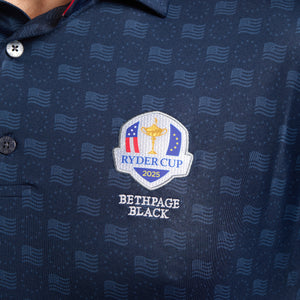 FootJoy 2025 Ryder Cup Tournament Print Polo in Navy - Logo Close Up