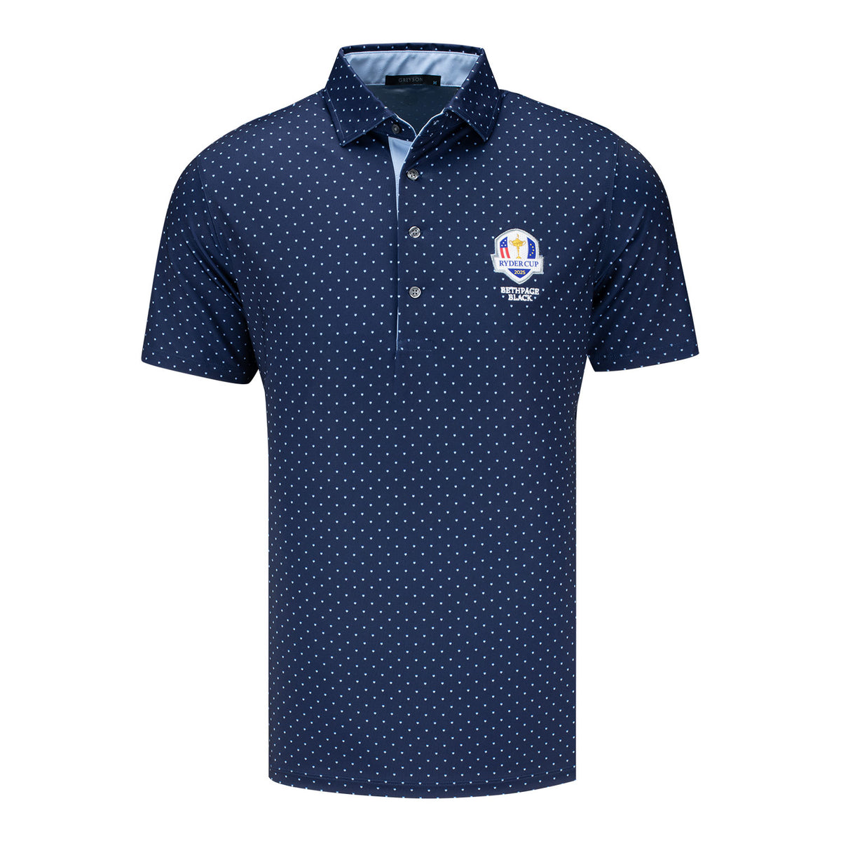 Greyson 2025 Ryder Cup Icon Polo in Maltese Blue - Front View