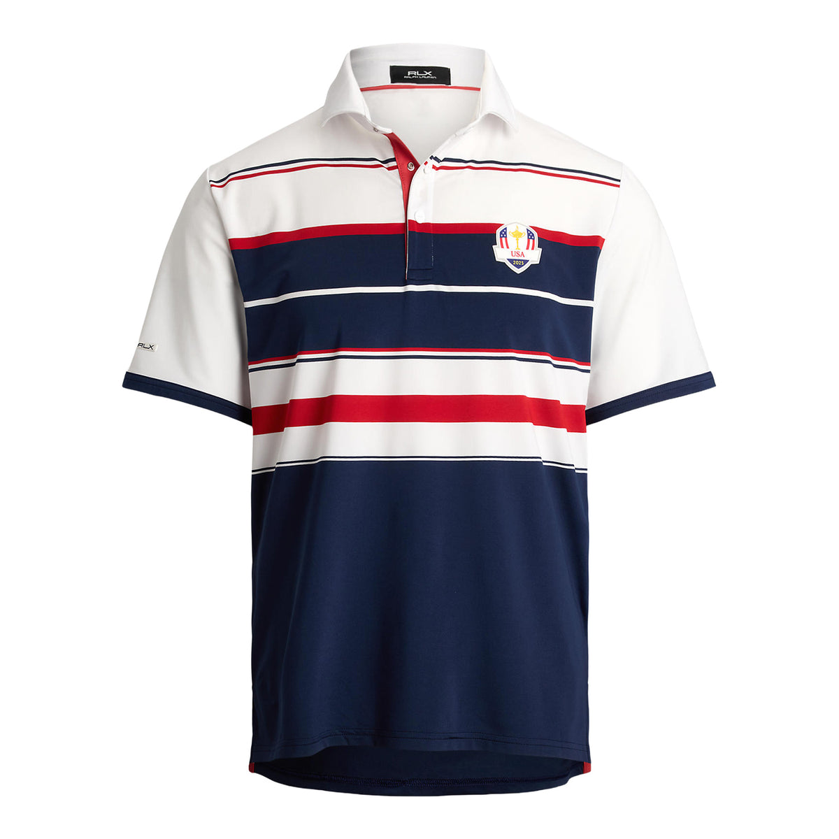 Ralph Lauren 2025 Ryder Cup Team U.S. Performance Polo Shirt in Ceramic White Multi - Front View