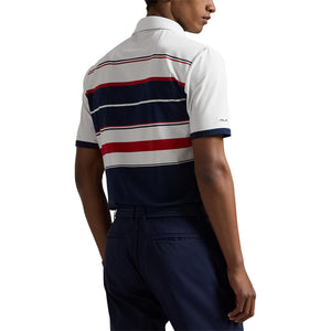 Ralph Lauren 2025 Ryder Cup Team U.S. Performance Polo Shirt in Ceramic White Multi - Modeled Back View