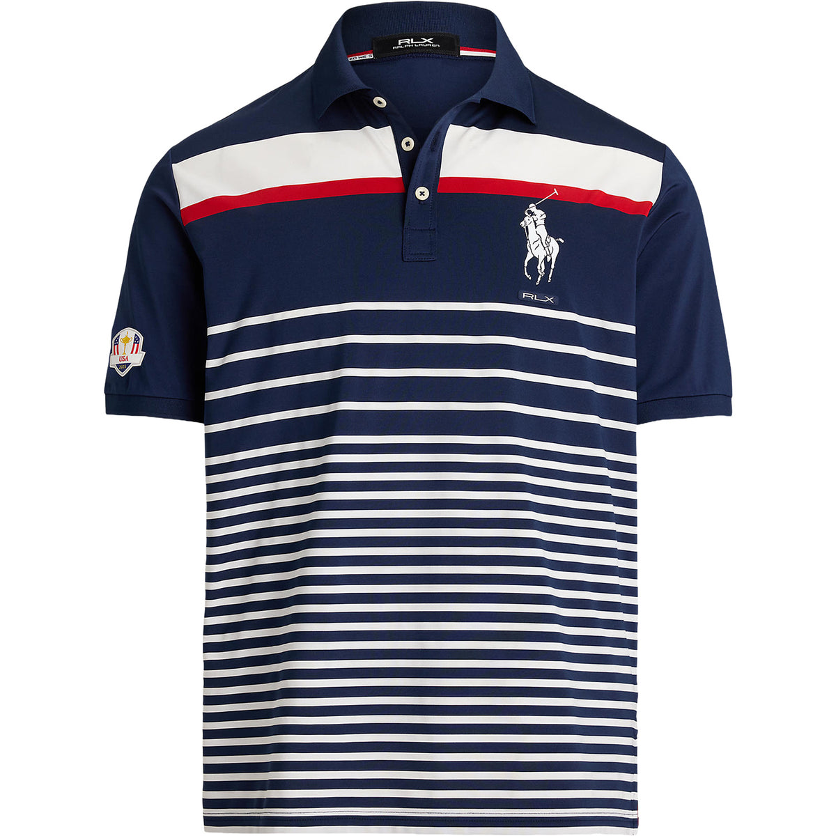 Ralph Lauren 2025 Ryder Cup Performance Pony Polo Shirt in Refined Navy Multi - Front View