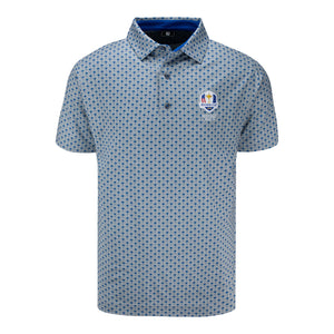 FootJoy 2025 Ryder Cup Trophy Print Polo in Grey and Blue - Front View
