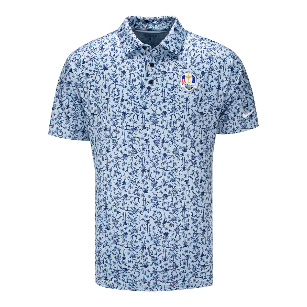 Nike 2025 Ryder Cup Tour All Over Print Polo in Light Armory Blue - Front View