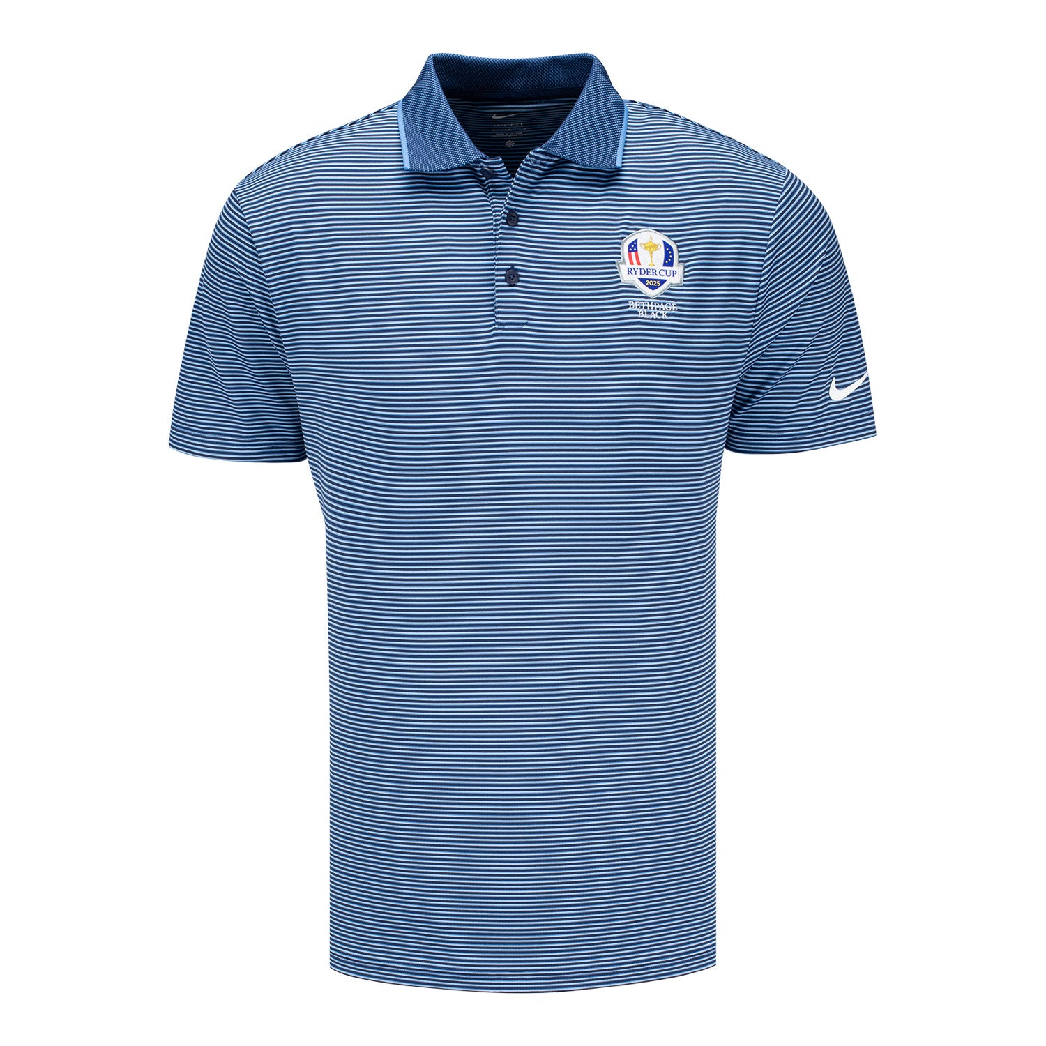 Nike 2025 Ryder Cup Tour Stripe Polo in Midnight Navy - Front View