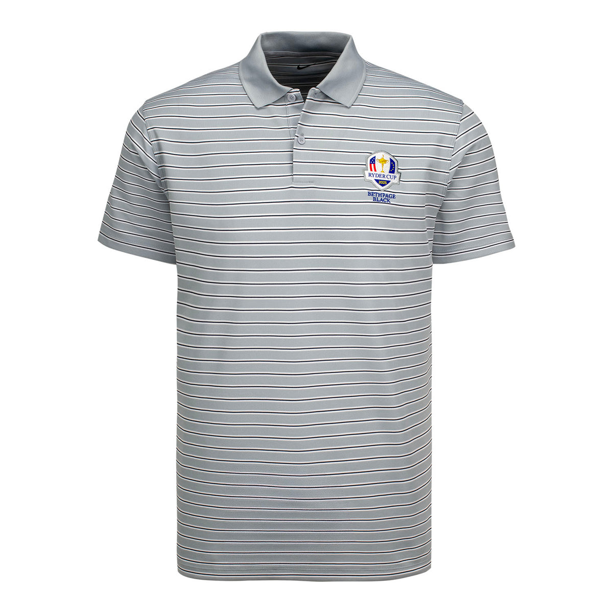 Nike 2025 Ryder Cup Victory Stripe Polo in Wolf Grey - Front View