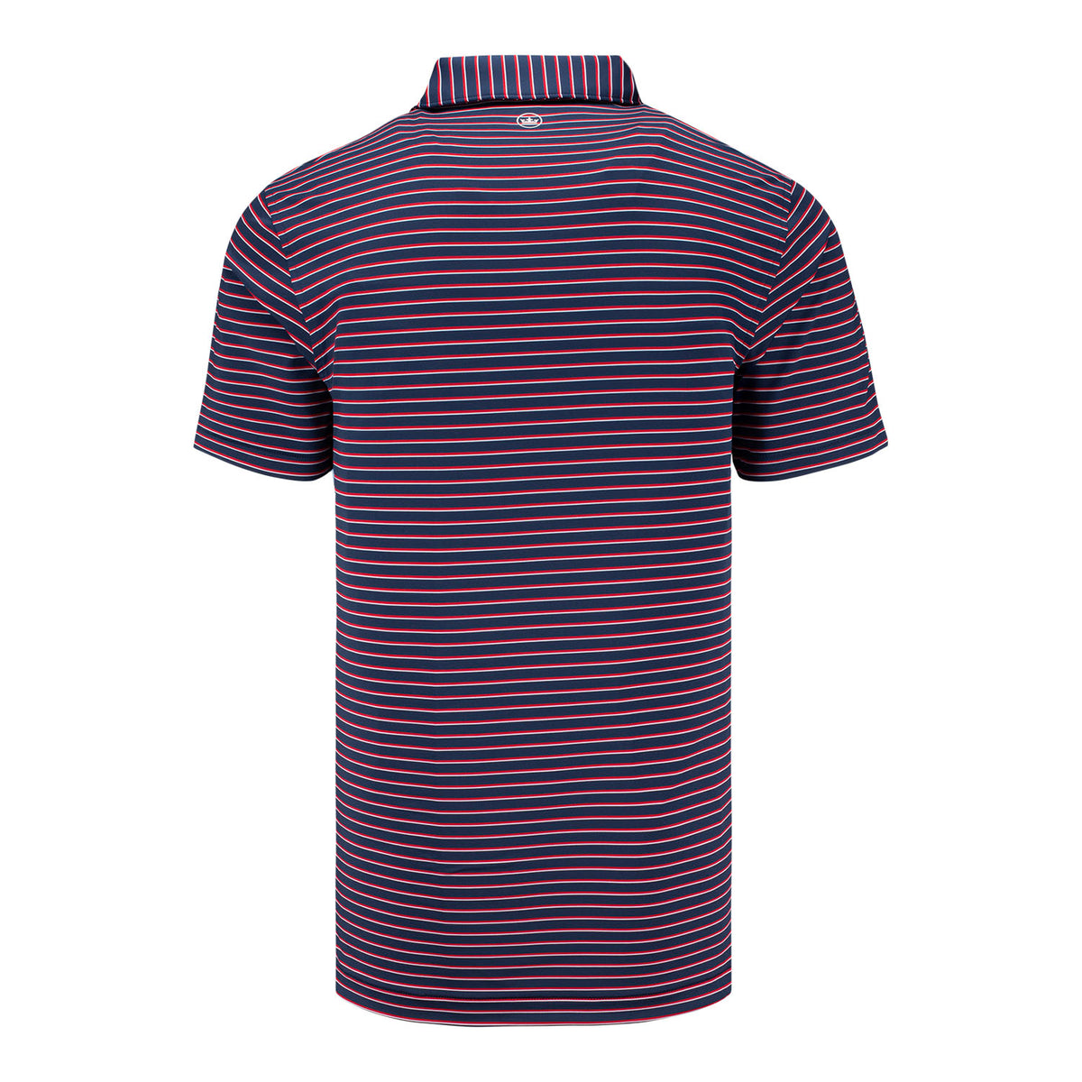 Peter Millar 2025 Ryder Cup Dunnes Wide Stripe Polo in Navy, Red, and White - Back View