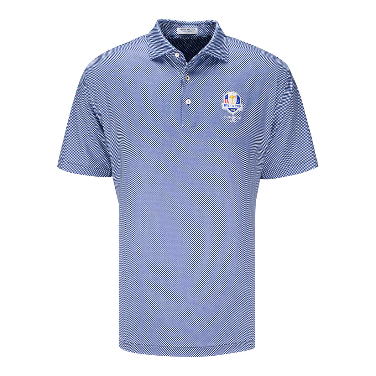 Peter Millar 2025 Ryder Cup Picnic Check Print Polo in Navy - Front View