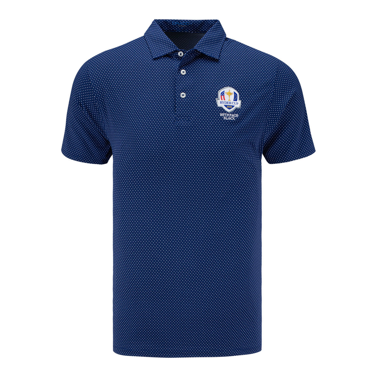 B. Draddy 2025 Ryder Cup Captain Cool Pattern Polo in Regal - Front View