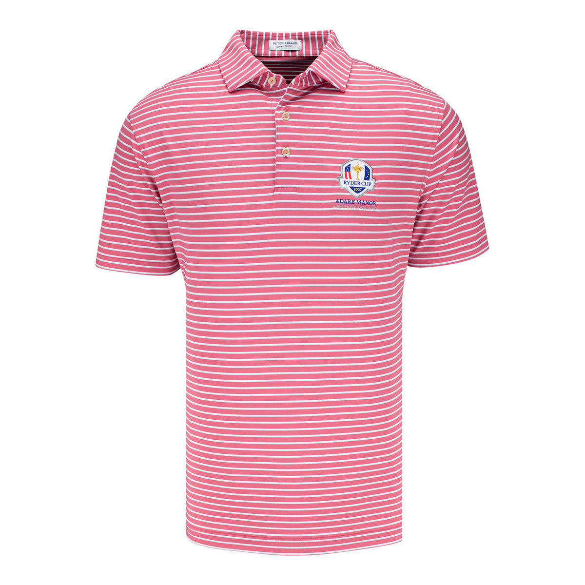 Peter Millar 2027 Ryder Cup Dunnes Performance Jersey Polo in Chili Red - Front View