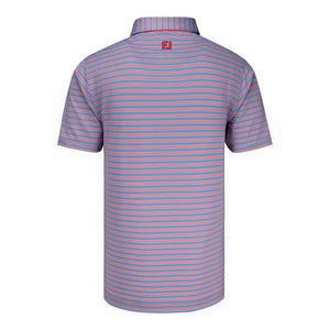 FootJoy 2027 Ryder Cup Pinstripe Cluster Lisle Polo in White, Chambray, and Nantucket Red - Back View