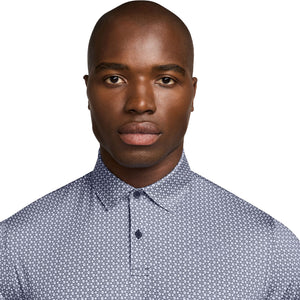 Nike 2029 Ryder Cup Micro Print Velocity Polo in College Navy - Close Up Modeled