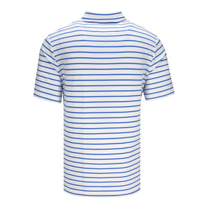Ralph Lauren 2027 Ryder Cup Wide Stripe Polo in White and Maidstone Blue - Back