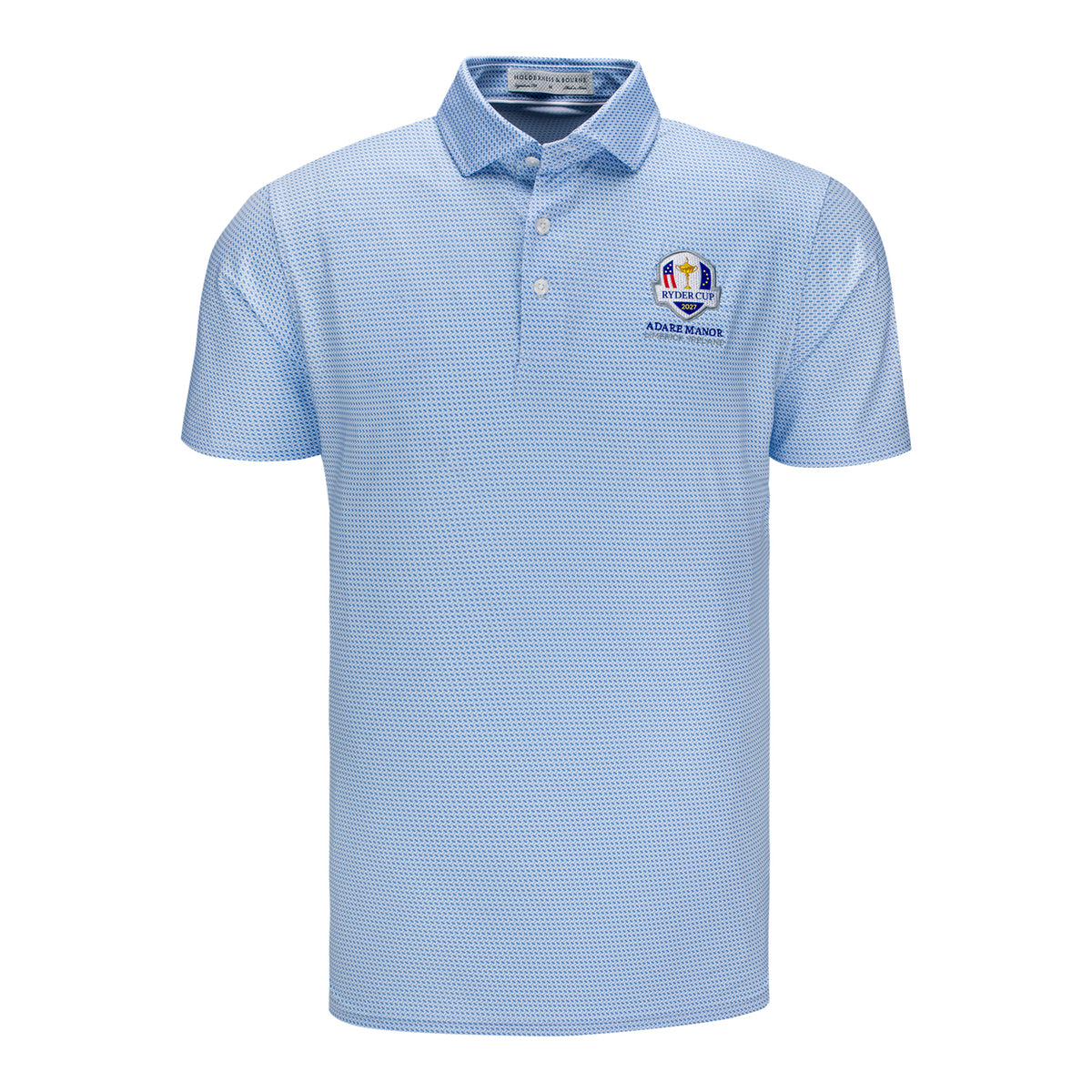 Holderness & Bourne 2027 Ryder Cup Norman Polo in Vista Blue and Horizon Blue - Front