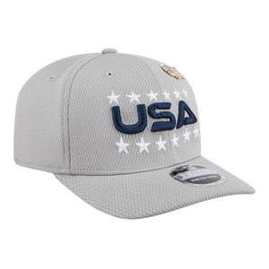 New Era 2025 Ryder Cup Team 9Seventy Stretch Snap in Light Grey - Angled Front Right View
