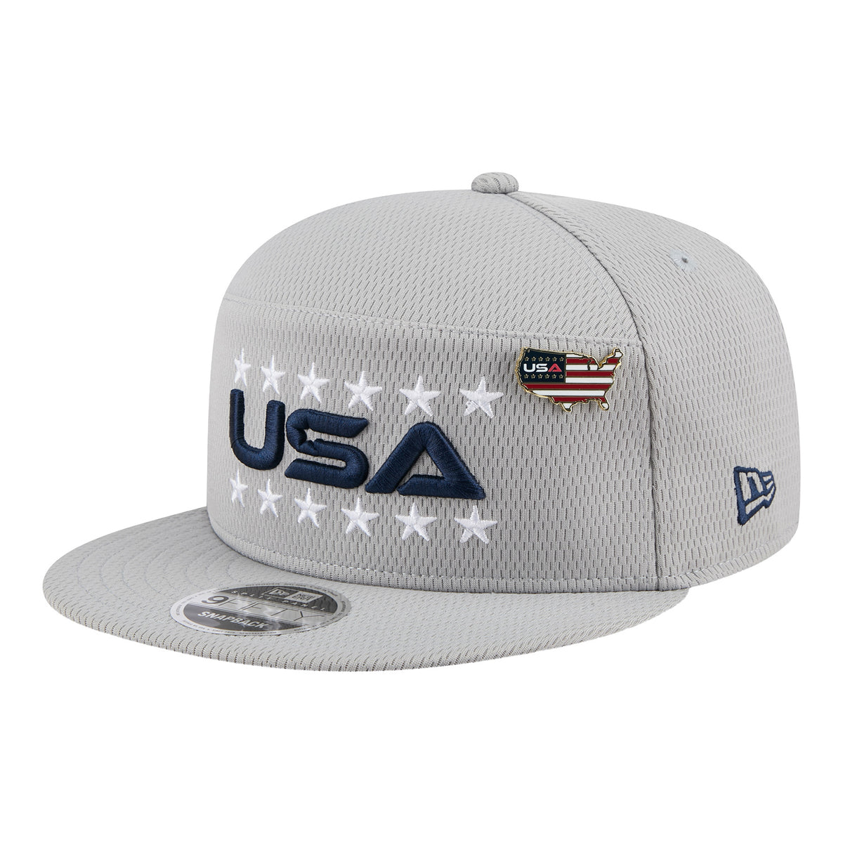 New Era 2025 Ryder Cup Team 9Fifty Split Panel in Light Grey - Angled Front Left View