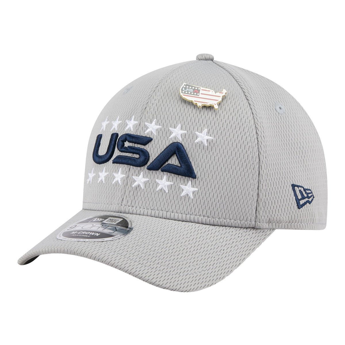 New Era 2025 Ryder Cup Team 9Forty Mid-Crown in Light Grey - Angled Front Left View
