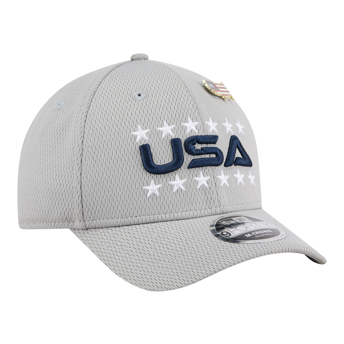 New Era 2025 Ryder Cup Team 9Forty Mid-Crown in Light Grey - Angled Front Right View