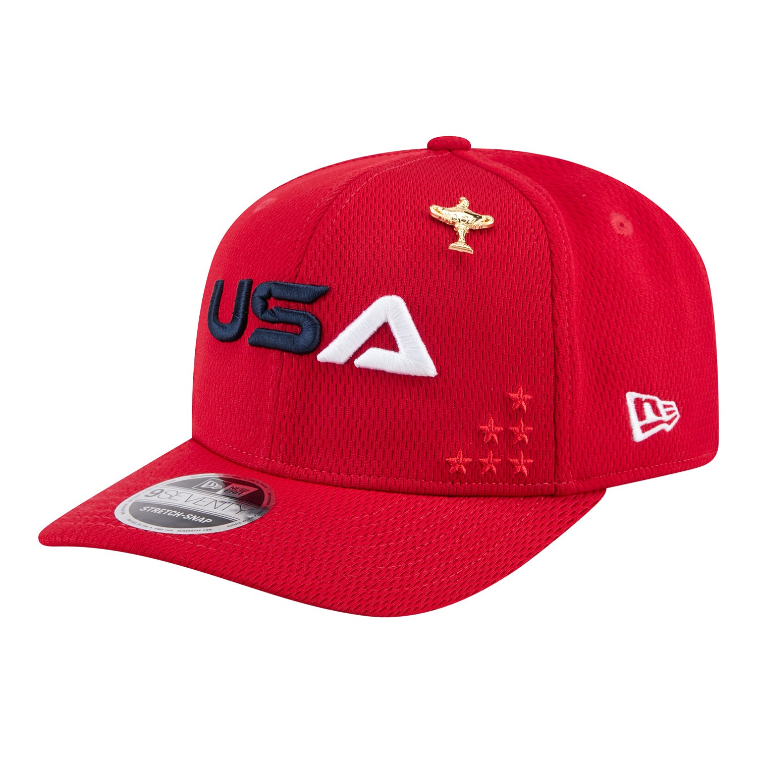 New Era 2025 Ryder Cup Team 9Seventy Stretch Snap in Red - Angled Front Left View