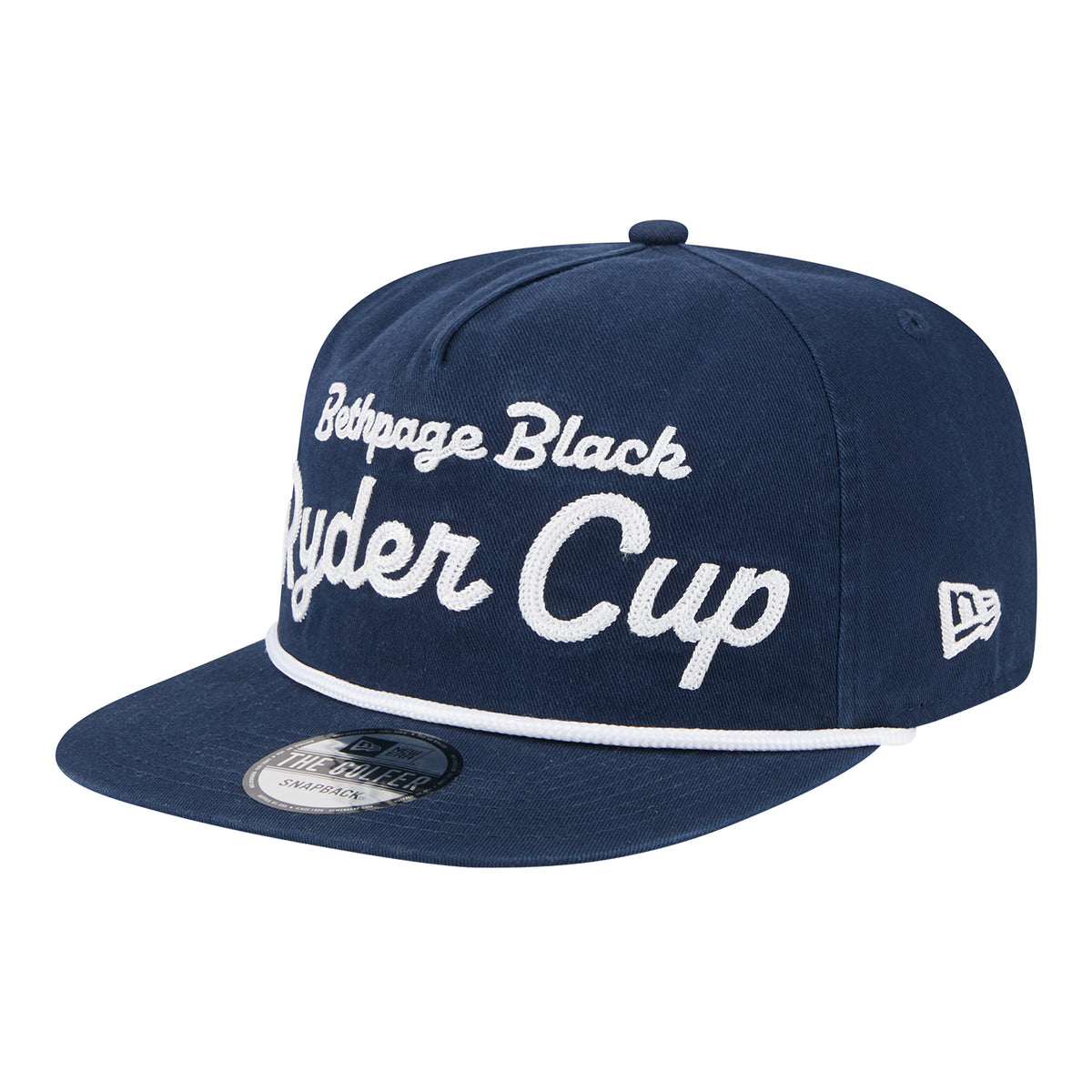 New Era 2025 Ryder Cup Golfer Rope Text Hat in Navy - Angled Front Left View