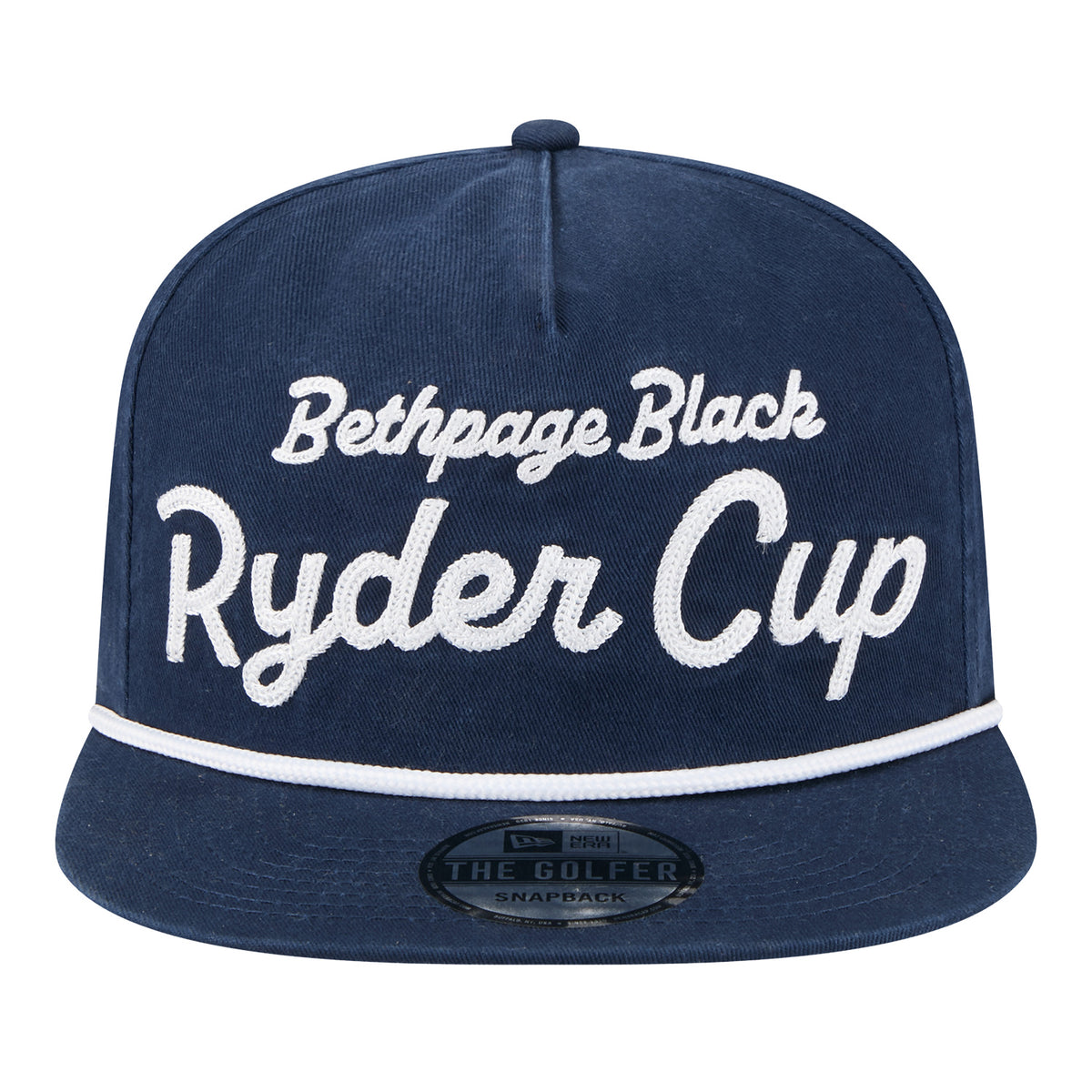 New Era 2025 Ryder Cup Golfer Rope Text Hat in Navy - Front View
