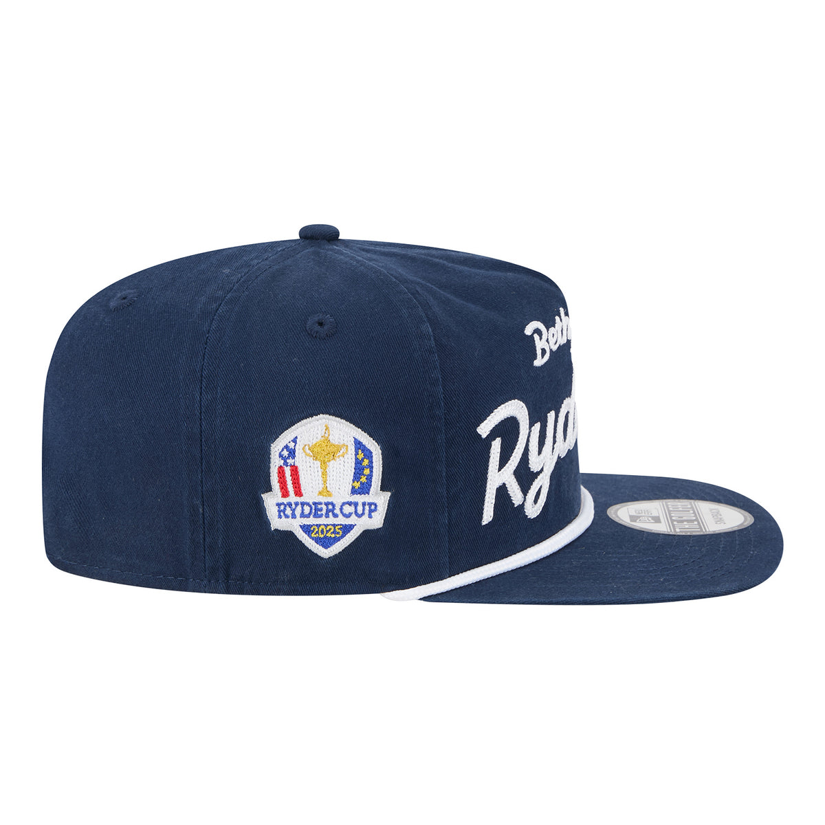 New Era 2025 Ryder Cup Golfer Rope Text Hat in Navy - Right Side View