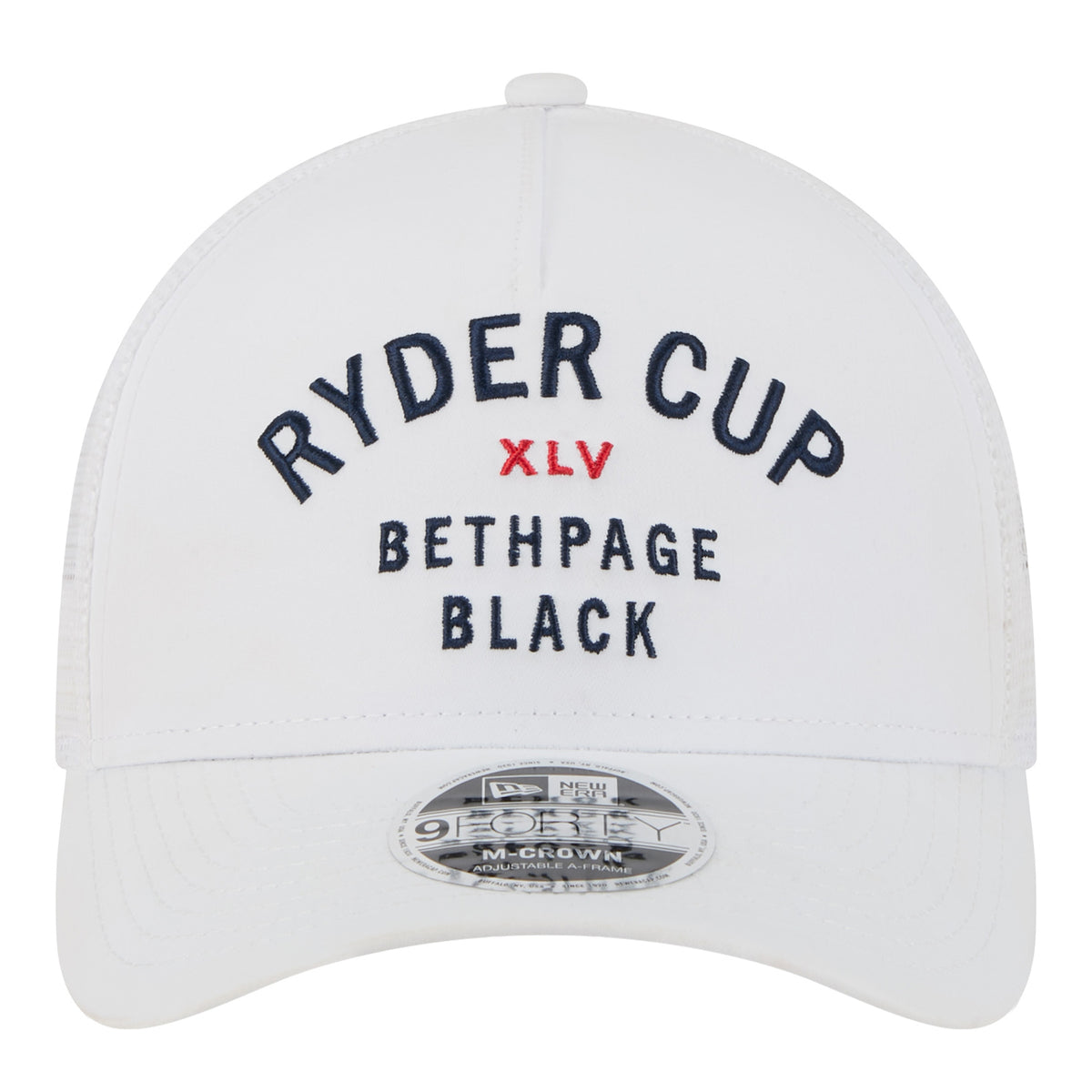 New Era 2025 Ryder Cup 9Forty Mid-Crown A-Frame Minimalist Trucker Hat in White - Front View