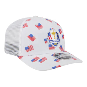 New Era 2025 Ryder Cup 9Seventy Flag Pattern Trucker Hat in White - Angled Front Right View